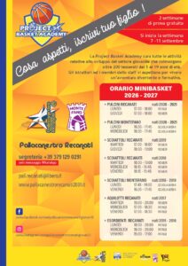 Corsi Mini-Basket: si parte Lunedì 7 Settembre. Ti aspettiamo!