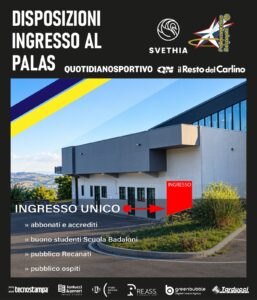 Svethia Recanati-Virtus Civitanova: le disposizioni d’ingresso al PalaCingolani-Pierini.